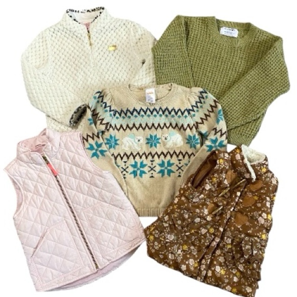 Girls Fall Clothing Bundle 2T-5T Sweaters Vests Fair Isle Cozy Wardrobe Lot